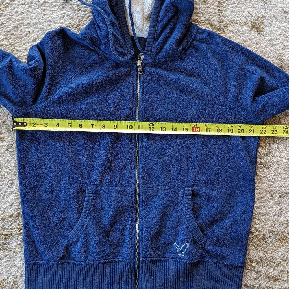 AMERICAN EAGLE OUTFITTERS Blue Fleece Zip Sherpa Lined Hoodie Women's Size XL - Picture 7 of 8